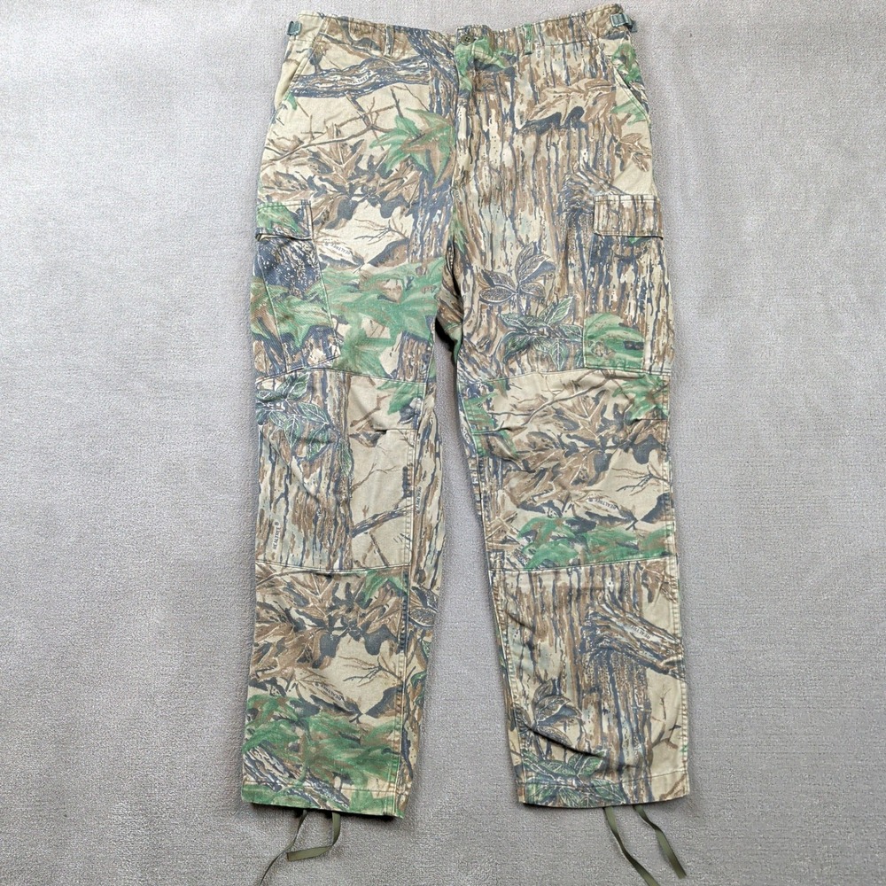 Rattlers Brand Size L Mens Realtree Camo Cargo Pants Made in USA Cotton Hunting